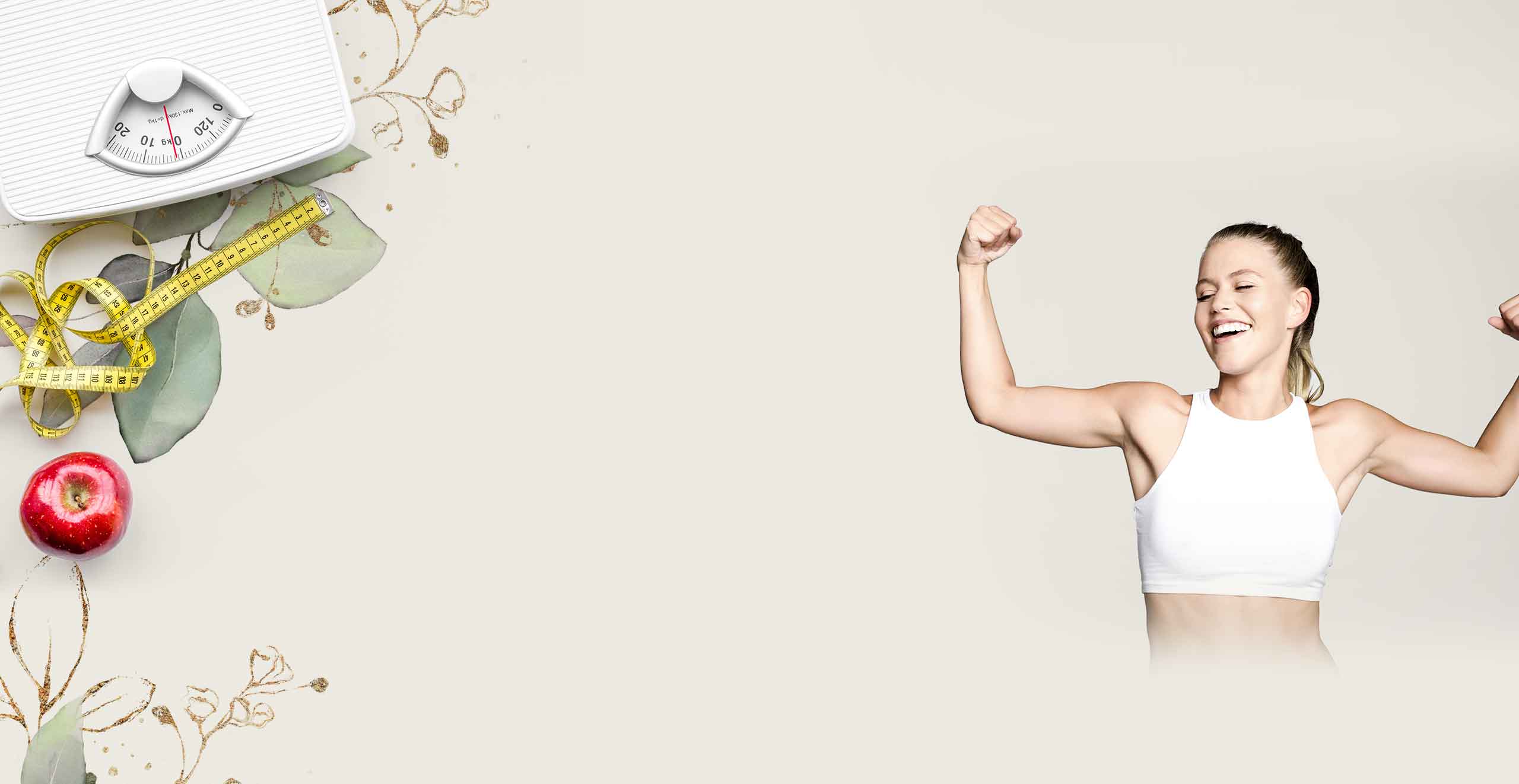 Sportliche Frau und Waage